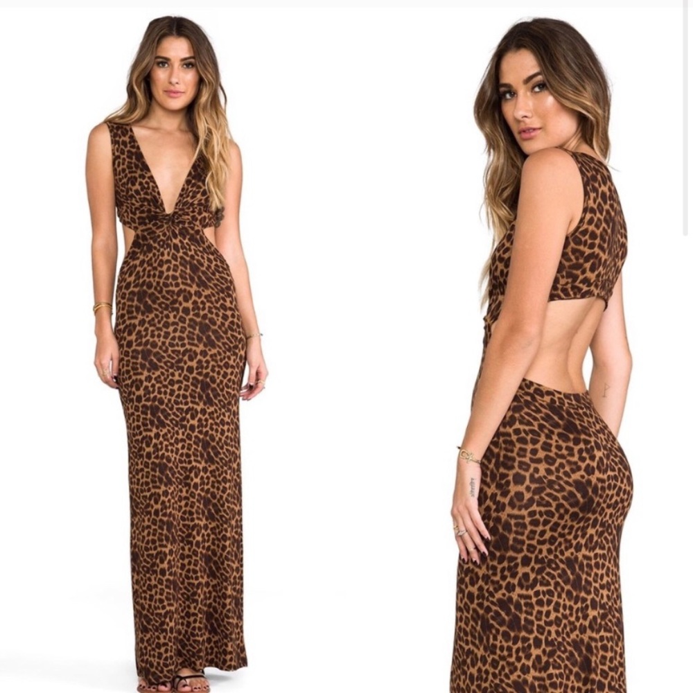 Blue life leopard cutout maxi dress